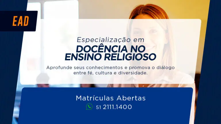 Banner divulgação curso de Especialização em Docência no Ensino Religioso